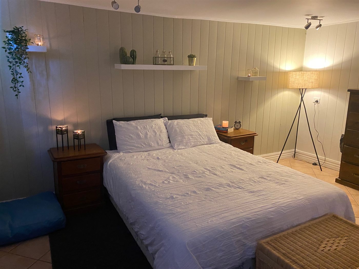 Finished bedroom with fresh painted walls