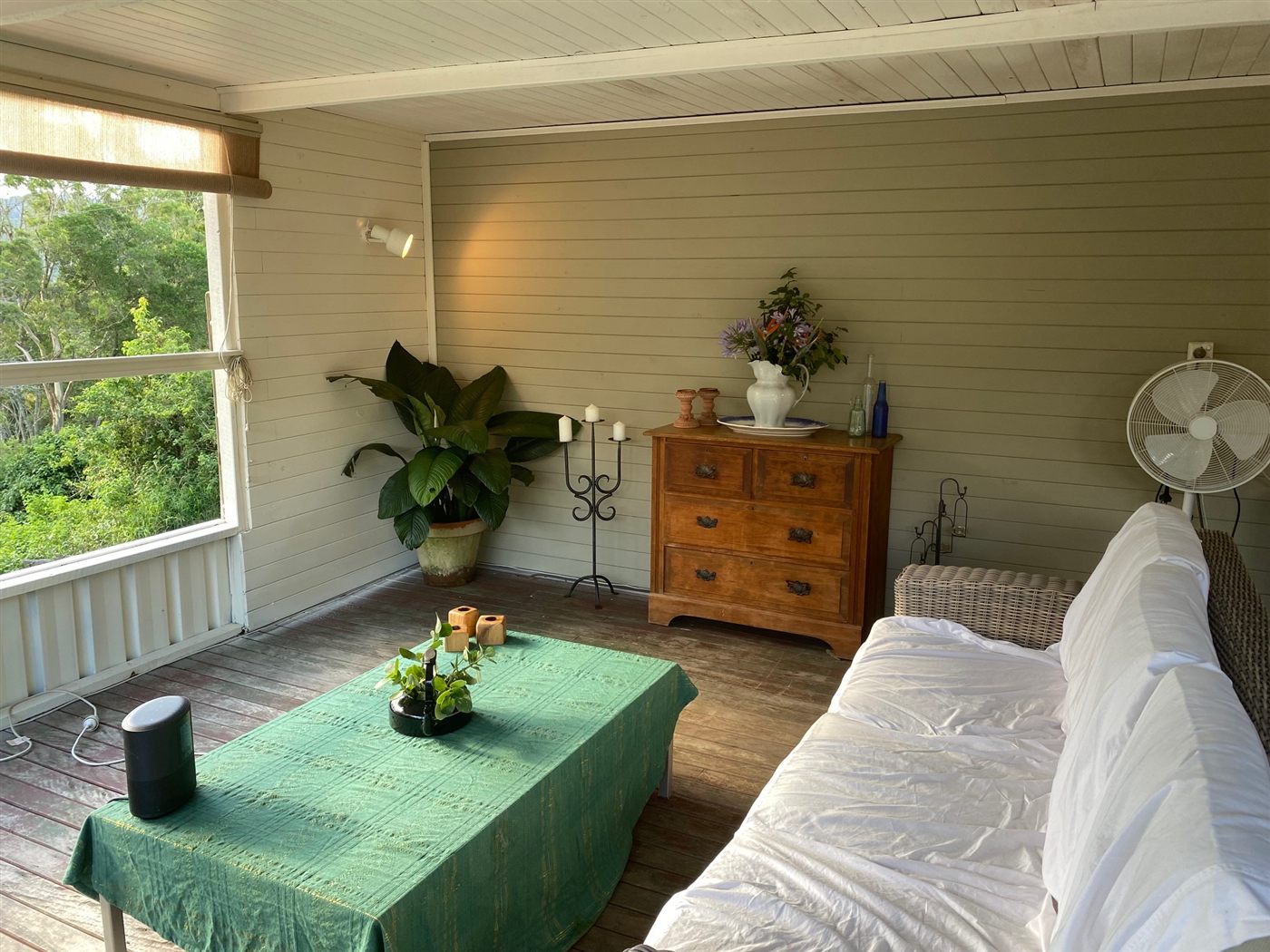 Pergola room finished in a fresh light colour